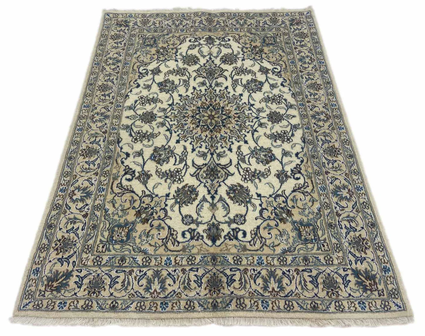 Nain Teppich 203x146 cm florales Design, handgeknüpft für Teppiche