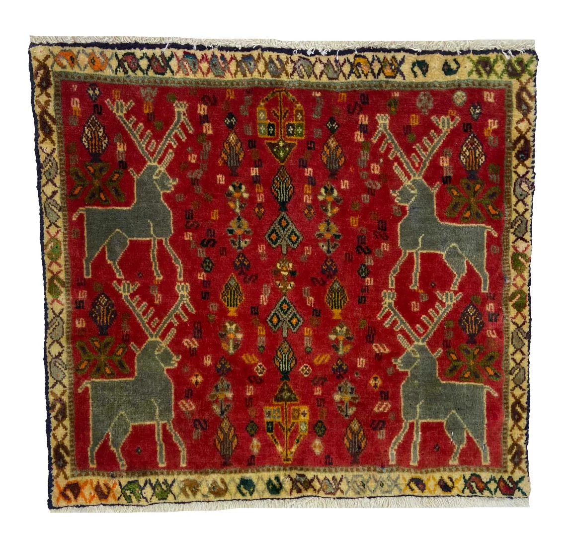 Ghashghai Teppich 52 x 56 cm, 180.000 Knoten/m², handgeknüpft, Orientteppich