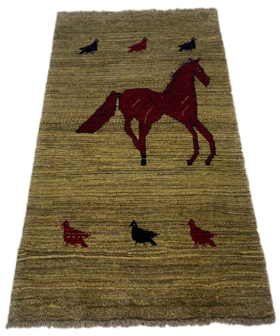 Gabbeh 149x87 cm, knotendicht, fantasievolle Muster, handgeknüpft für Teppiche