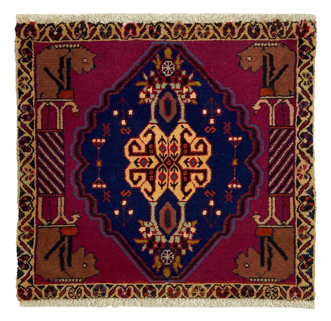 Ghashghai Teppich 58 x 62 cm, 180.000 Knoten, handgeknüpft, Orientteppich