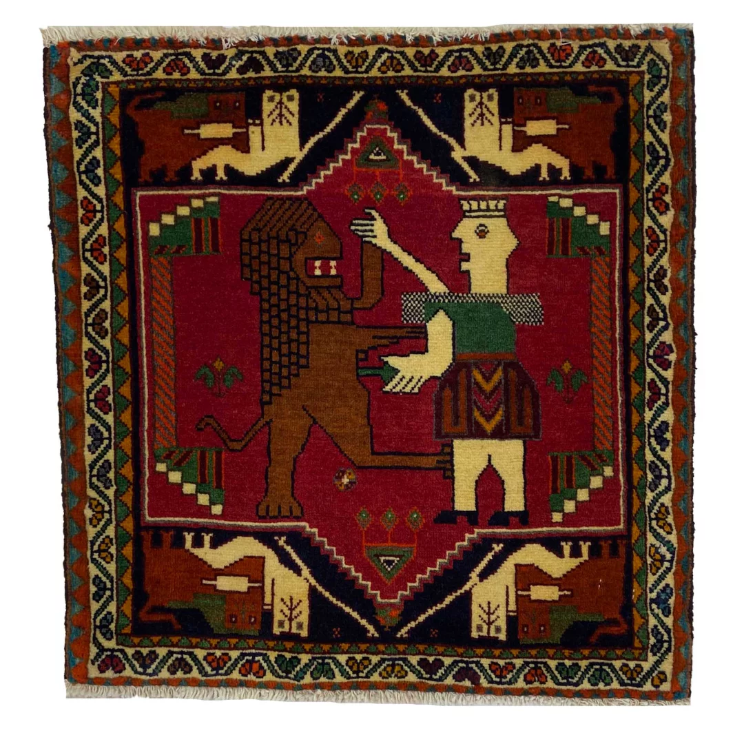 Handgeknüpfter Ghashghai Teppich 60x60 cm, 180.000 Knoten, Orientteppich