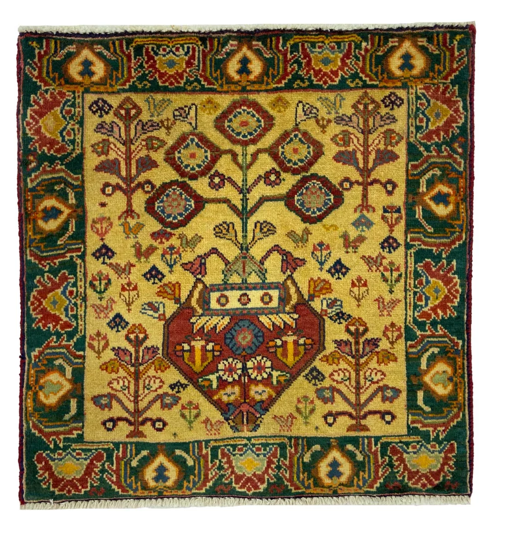 Ghashghai Orientteppich 64 x 60 cm, 180.000 Knoten, handgeknüpft für Teppiche