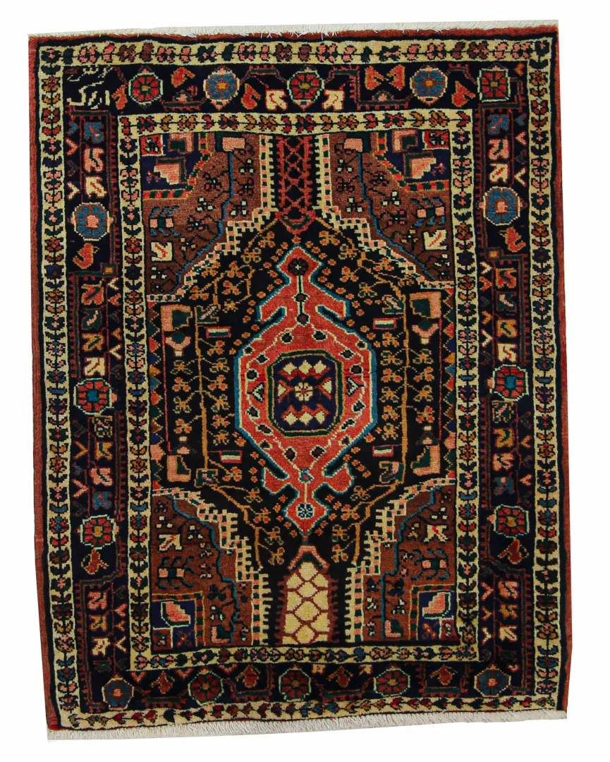 Hamadan Teppich 120 x 93 cm, 100.000 Knoten, handgeknüpft für Teppiche