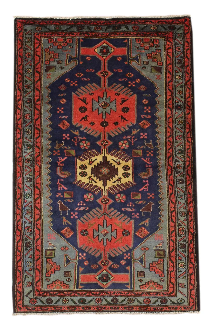 Hamadan Teppich 156x93 cm, 100.000 Knoten/m², handgeknüpft, Orientteppich