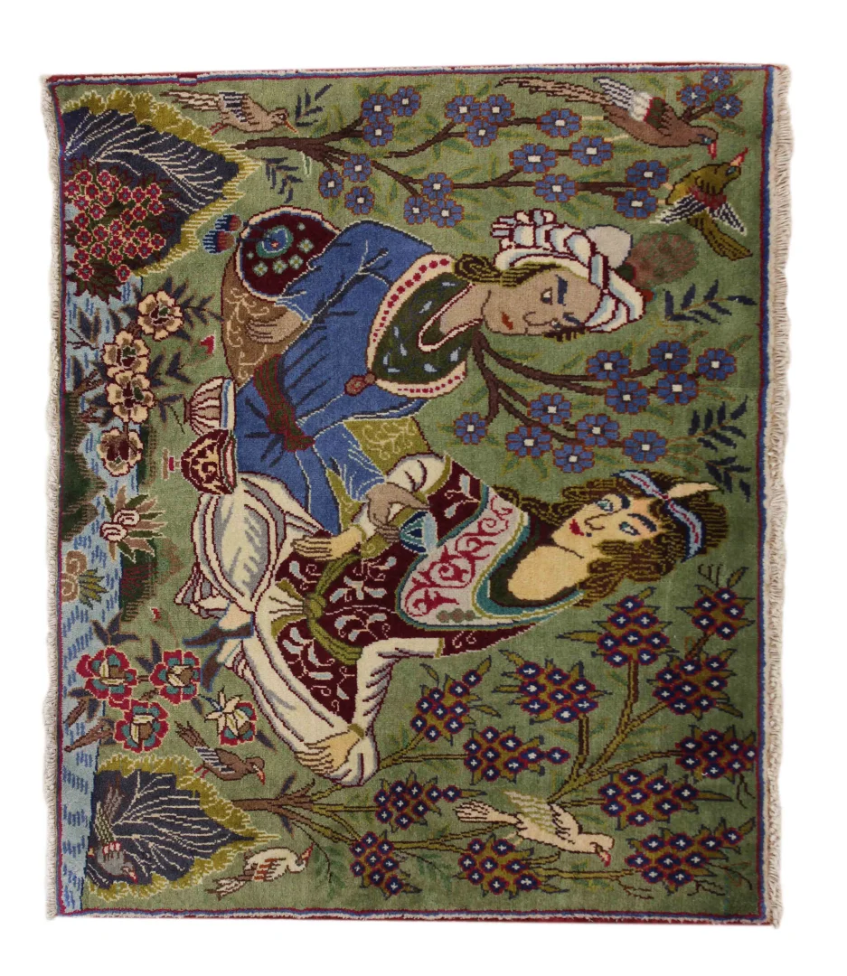 Kashmar Orientteppich 96x76 cm, 200.000 Knoten, handgeknüpft für Teppiche