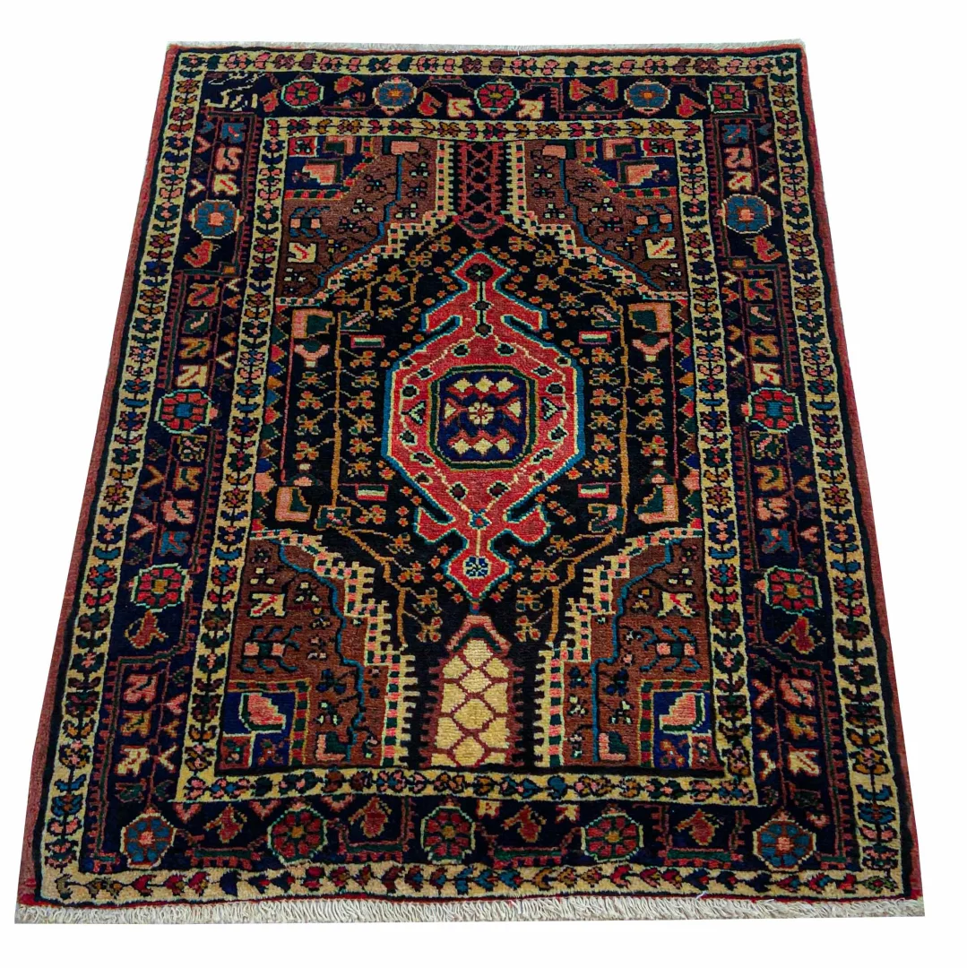 Hamadan Teppich 120 x 93 cm, 100.000 Knoten, handgeknüpft für Teppiche