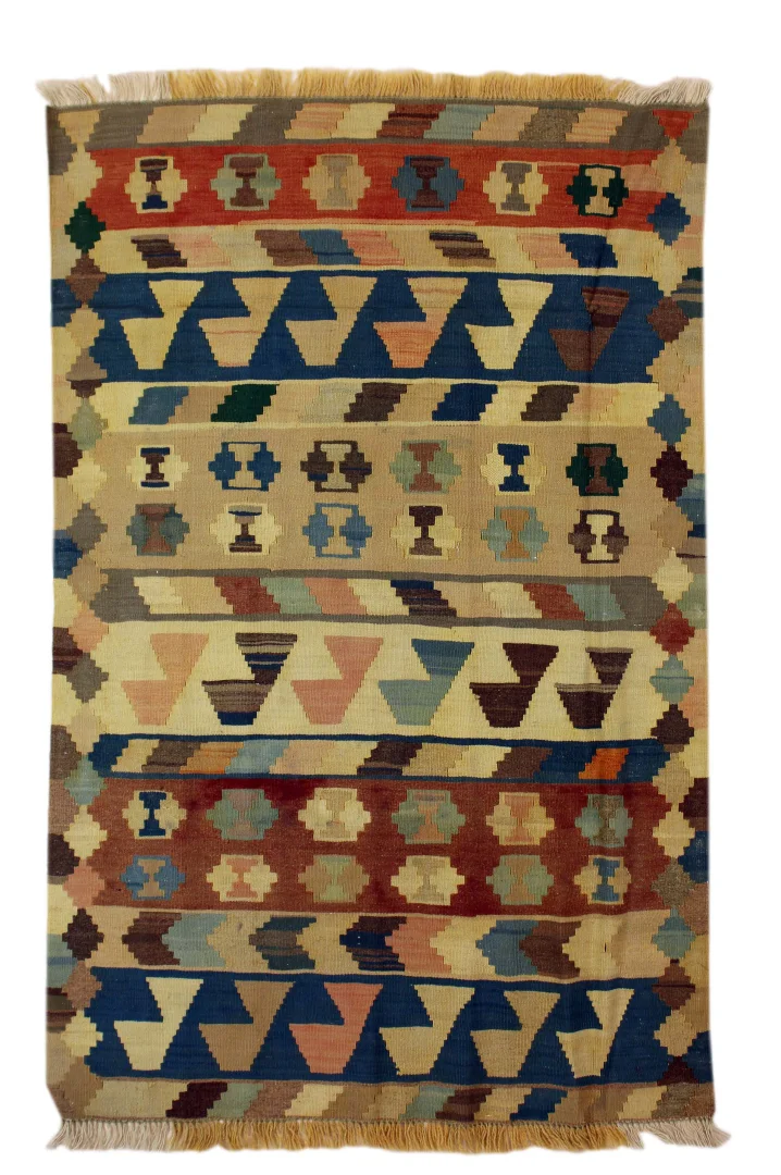 Handgewebter Kelim 149 x 98 cm aus Fars - Orientteppich mit Schussfaden