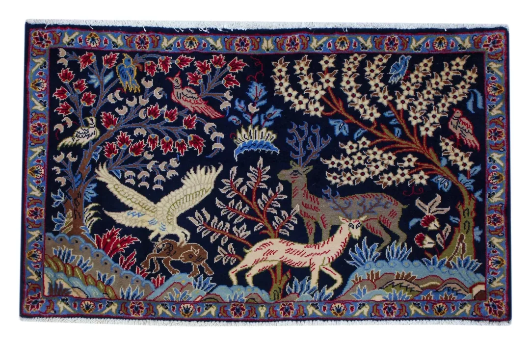 Keshan Teppich 112 x 67 cm, 150.000-300.000 Knoten, handgeknüpft - Orientteppich