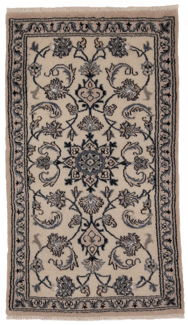 Nain Teppich 132x76 cm florales Muster, handgeknüpft für Teppiche