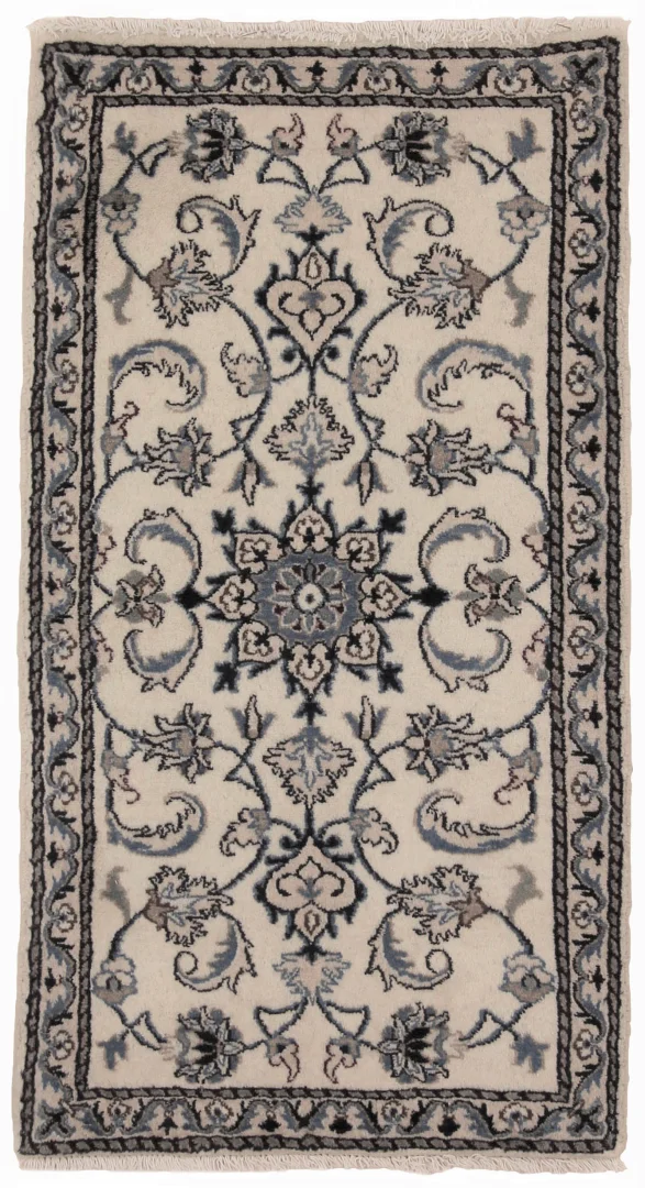 Nain Teppich 133x73 cm florales Muster, handgeknüpft, Perserteppich