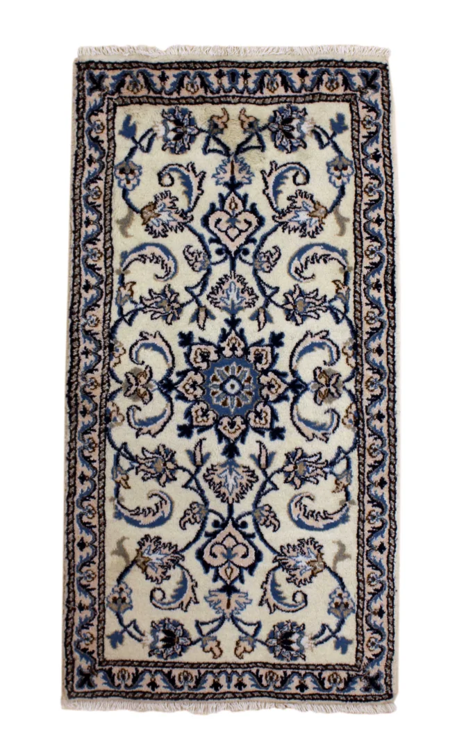 Nain Teppich 134x68 cm florales Medaillon, handgeknüpft