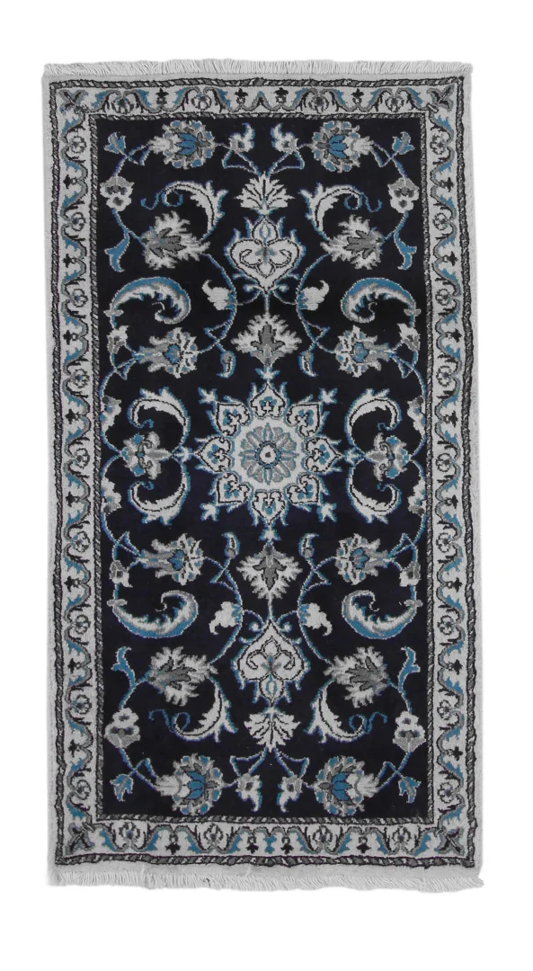 Nain Teppich 135x72 cm florales Medaillon handgeknüpft für Teppiche