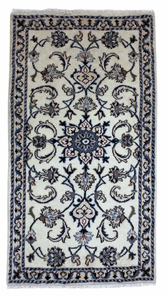 Nain Teppich 135x75 cm florales Muster, handgeknüpft für Teppiche
