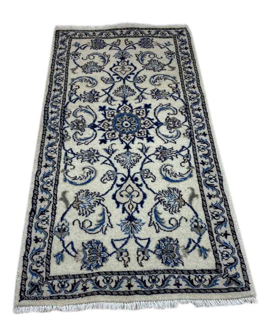 Handgeknüpfter Nain Teppich 140 x 68 cm florales Medaillon, Orientteppich