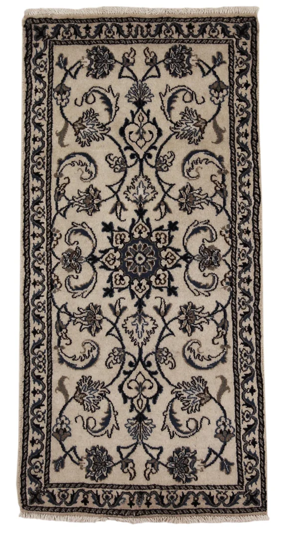 Nain Teppich 140 x 68 cm florales Muster, handgeknüpft Orientteppich