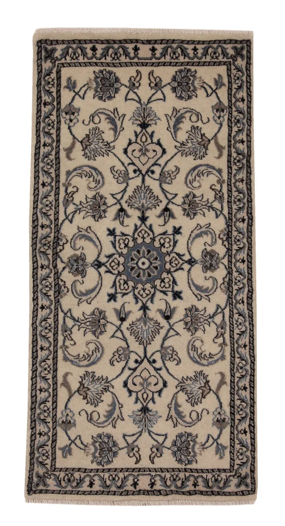 Nain Teppich 140 x 69 cm florales Muster handgeknüpft für Teppiche