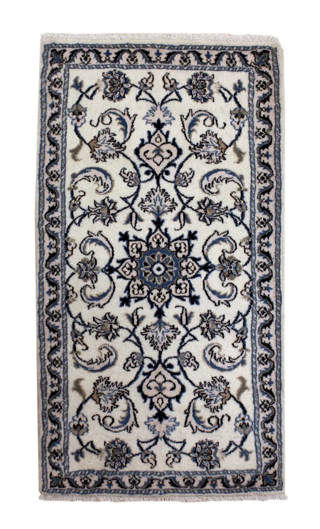 Nain Teppich 140x76 cm florales Muster, handgeknüpft für Teppiche