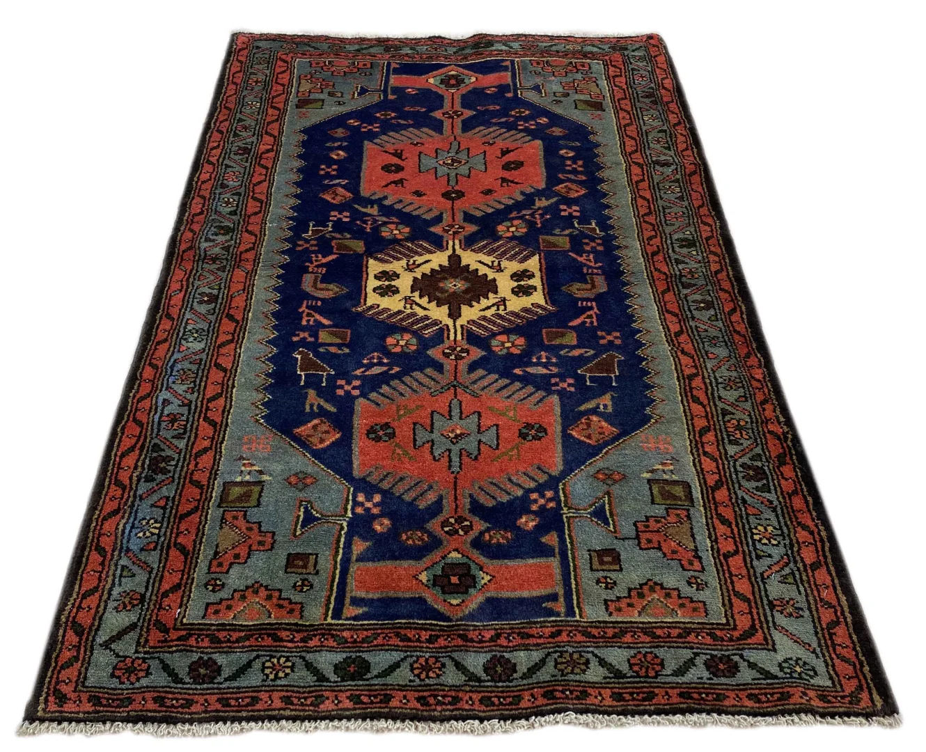 Hamadan Teppich 156x93 cm, 100.000 Knoten/m², handgeknüpft, Orientteppich