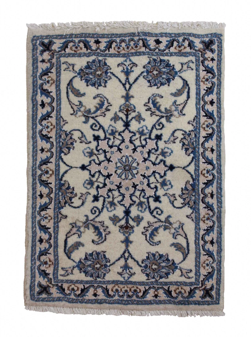 Nain Teppich 90 x 60 cm florales Muster, handgeknüpft für Teppiche