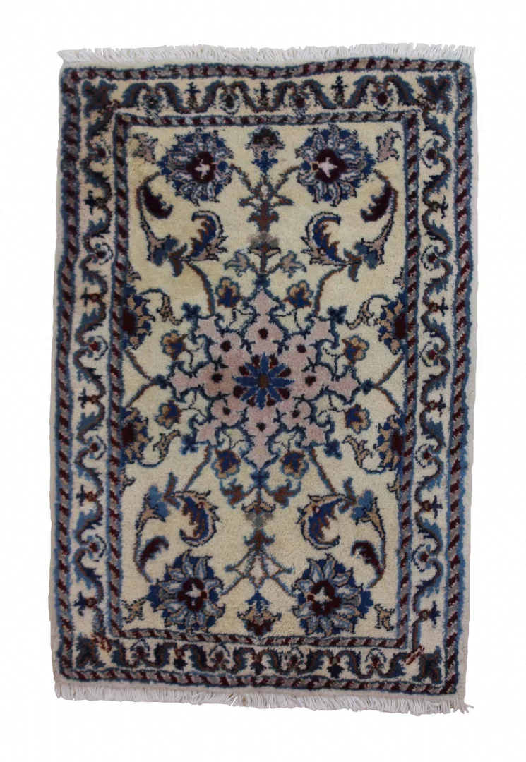 Nain Teppich 90 x 60 cm florales Medaillon, handgeknüpft