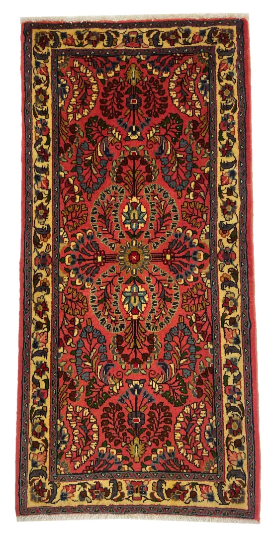 Sarough Orientteppich 133 x 65 cm, florales Design, handgeknüpft