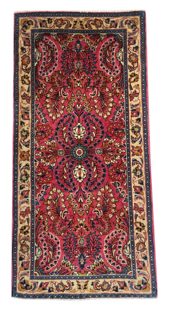 Sarough Orientteppich 134 x 66 cm, florales Design, handgeknüpft