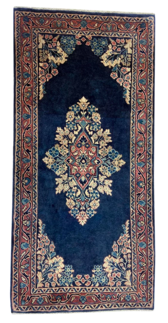 Sarough Farahan Teppich 149 x 70 cm, florales Design, handgeknüpft