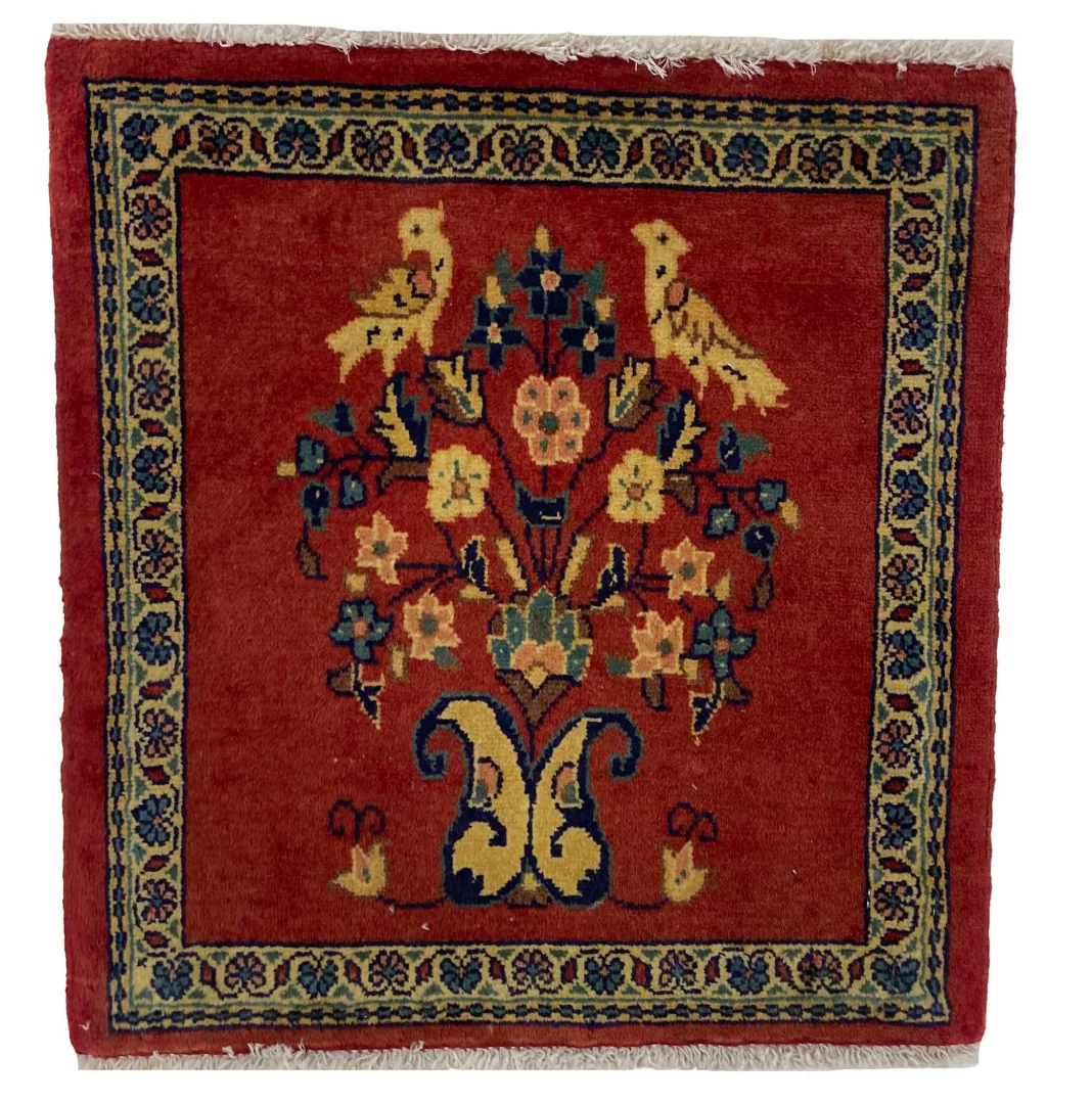 Sarough Teppich 56 x 53 cm, florales Design, 300.000 Knoten, handgeknüpft
