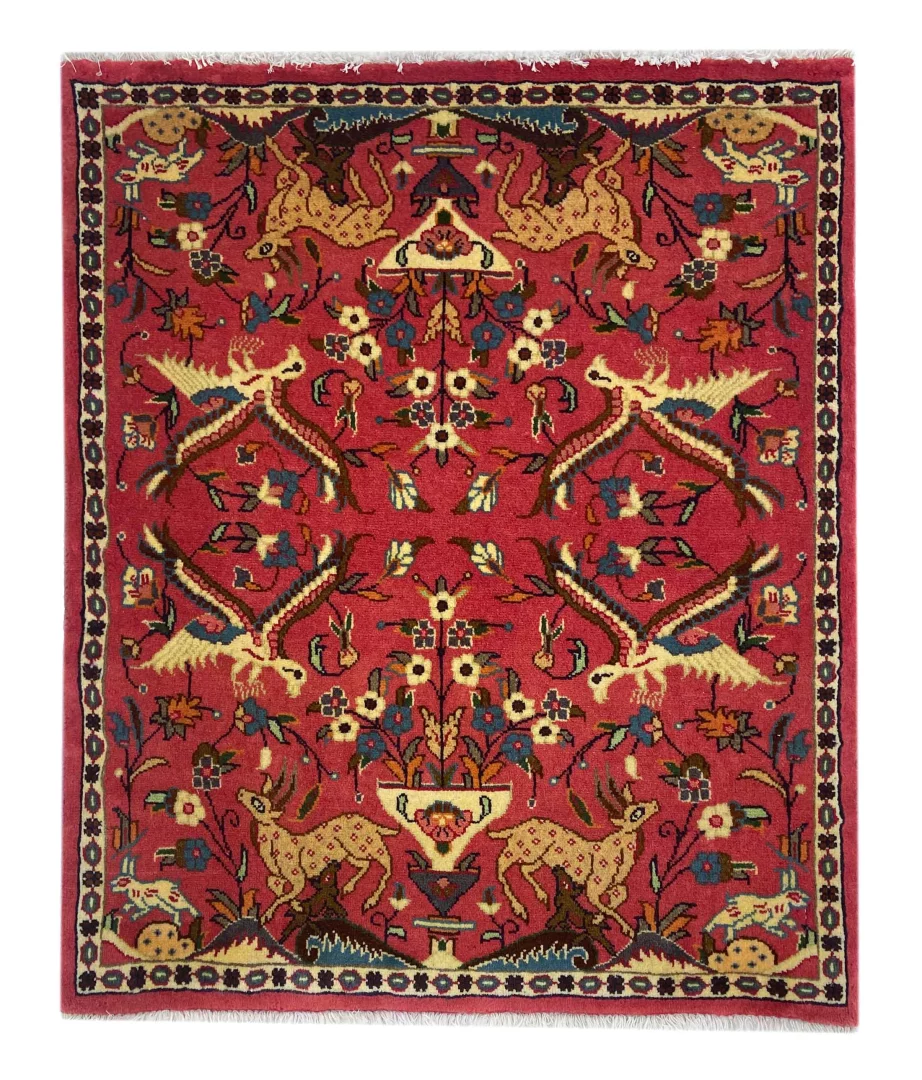 Sarough Teppich 96 x 83 cm, florales Design, 400.000 Knoten, handgeknüpft