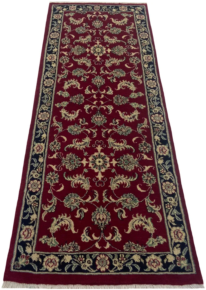 Maschhad Orientteppich 196x74 cm, florales Muster, 250.000 Knoten, handgeknüpft