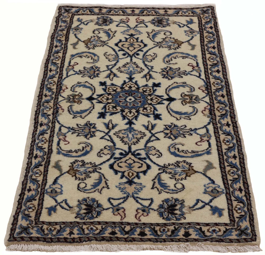 Nain Teppich 133x73 cm florales Muster, handgeknüpft, Perserteppich