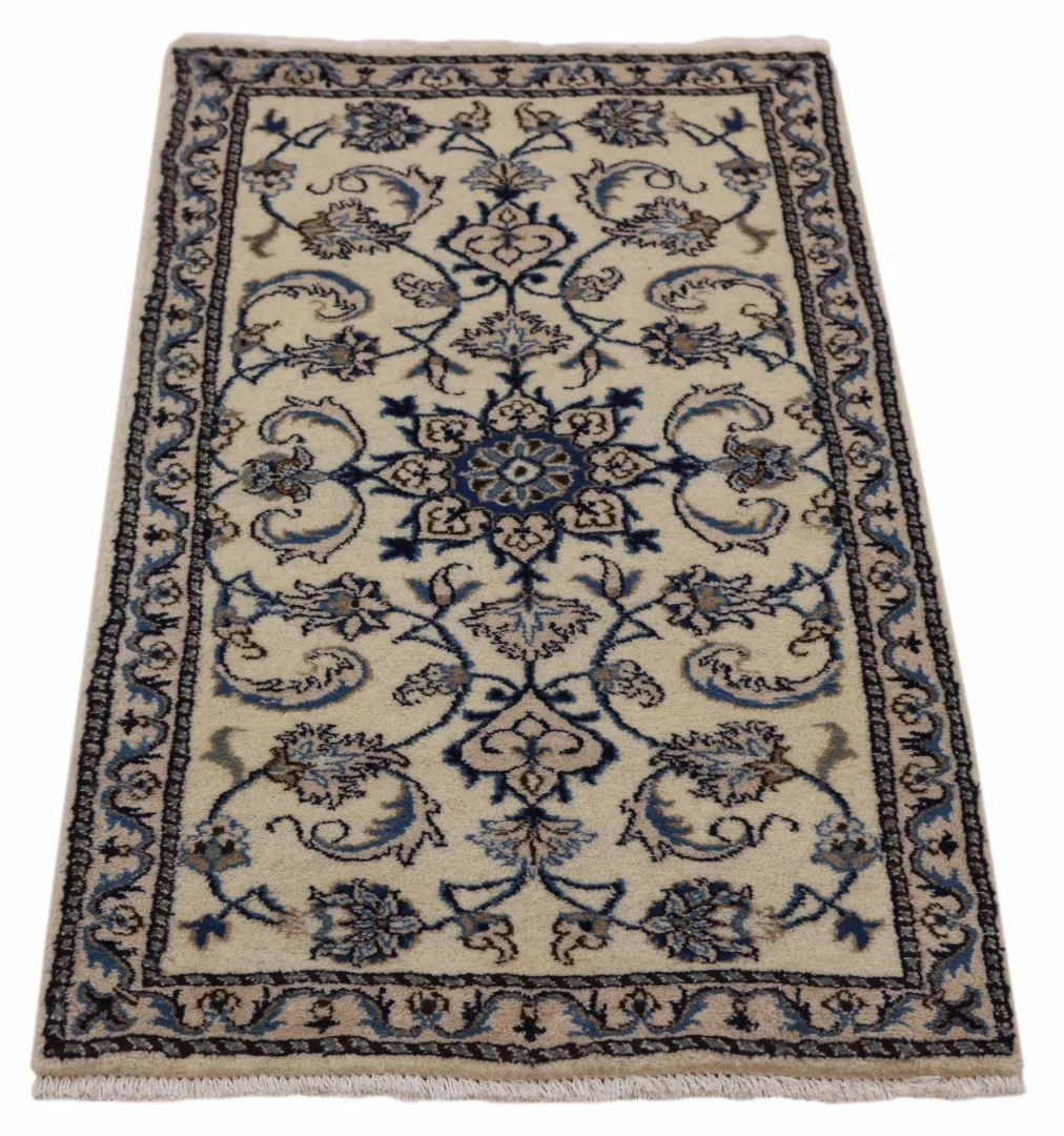 Nain Teppich 138x70 cm florales Muster, handgeknüpft, Orientteppich