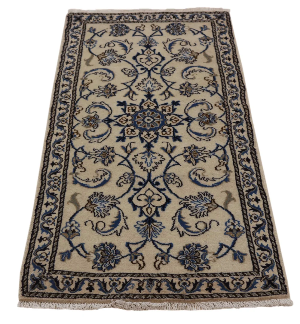 Nain Teppich 140 x 68 cm florales Muster, handgeknüpft Orientteppich