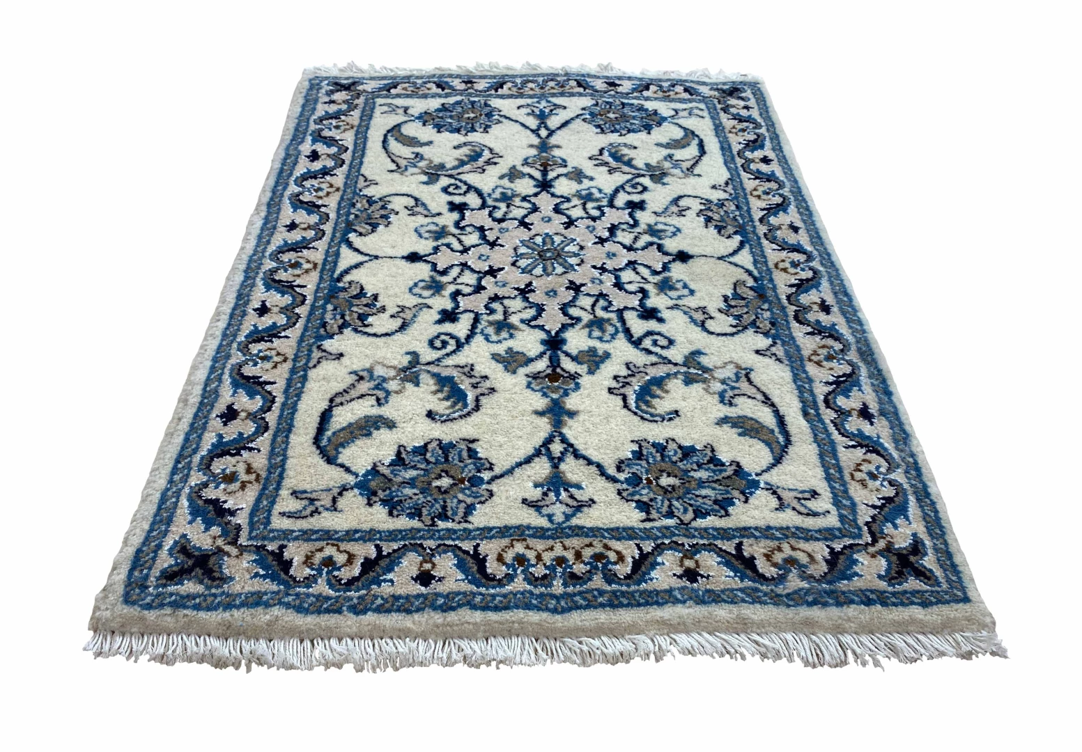 Nain Teppich 90 x 60 cm florales Muster, handgeknüpft für Teppiche