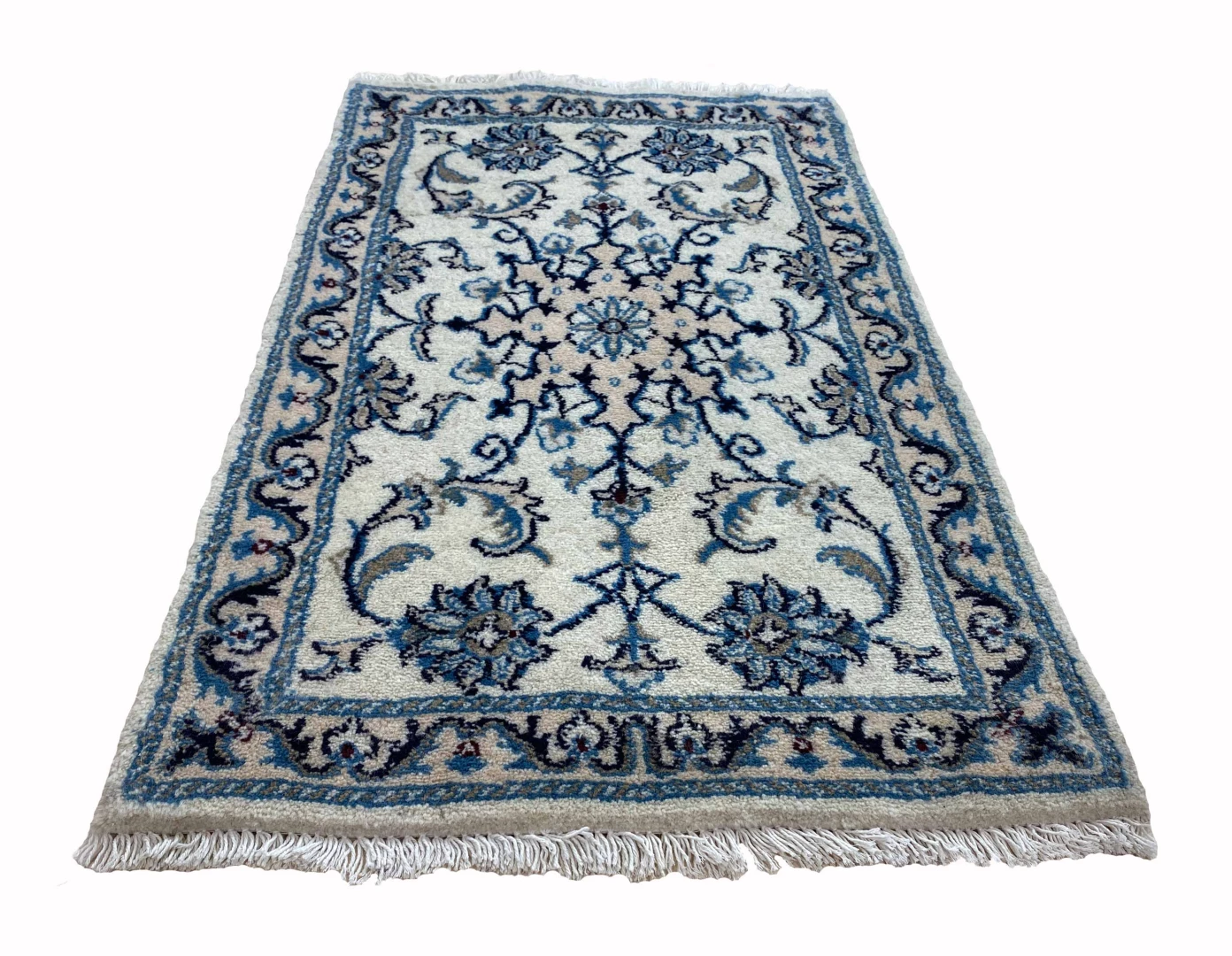 Nain Orientteppich 90 x 60 cm floral, handgeknüpft für Teppiche