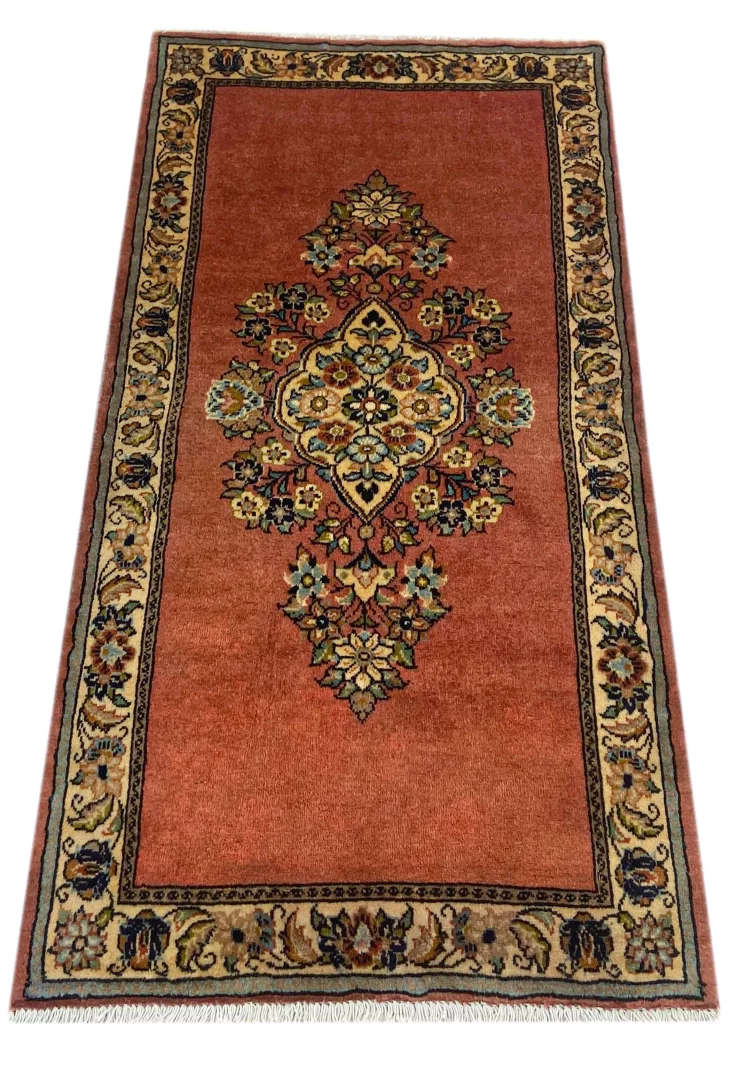 Sarough Teppich 128 x 66 cm, florales Design, handgeknüpft