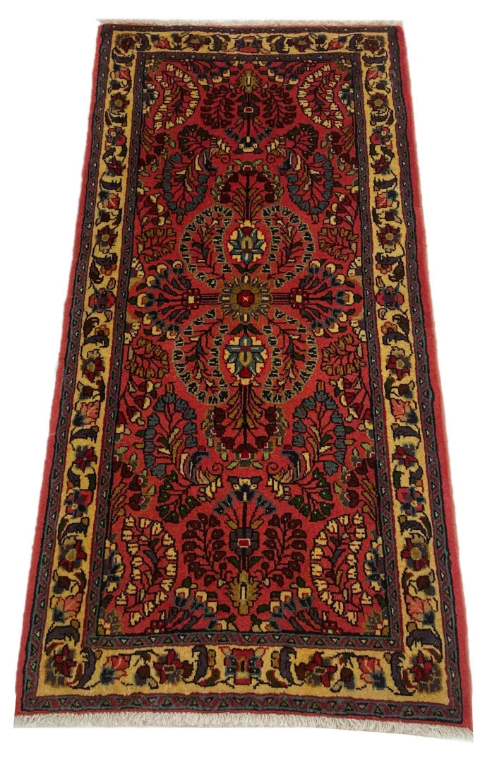 Sarough Orientteppich 133 x 65 cm, florales Design, handgeknüpft