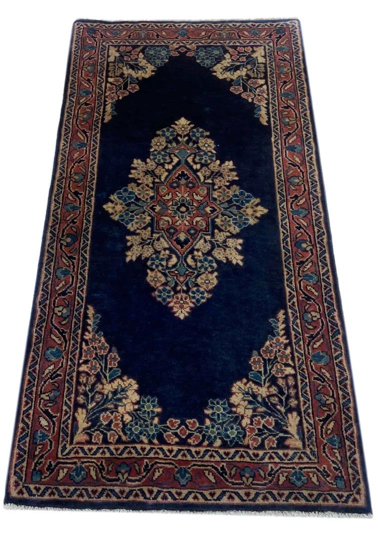 Sarough Farahan Teppich 149 x 70 cm, florales Design, handgeknüpft