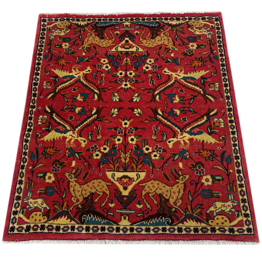 Sarough Teppich 96 x 83 cm, florales Design, 400.000 Knoten, handgeknüpft
