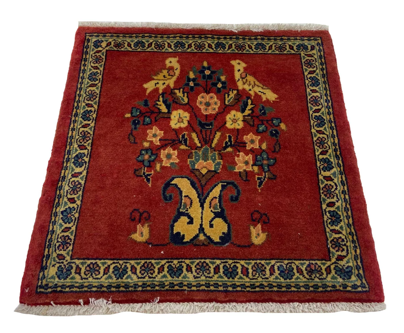 Sarough Teppich 56 x 53 cm, florales Design, 300.000 Knoten, handgeknüpft
