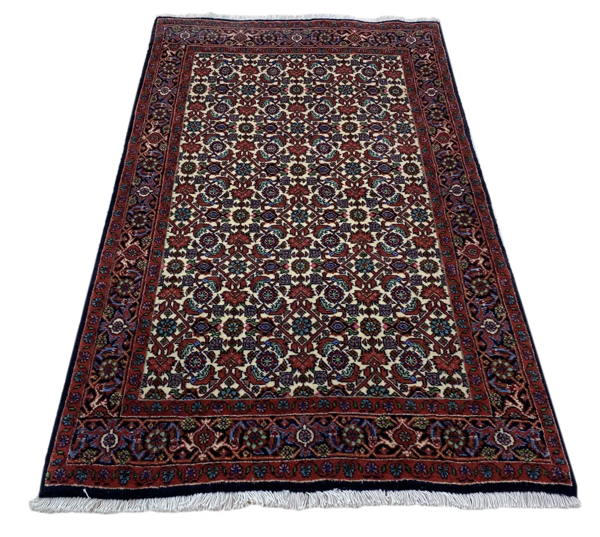 Zandschan Teppich 143 x 82 cm, 380.000 Knoten, geometrisches Muster, handgeknüpft
