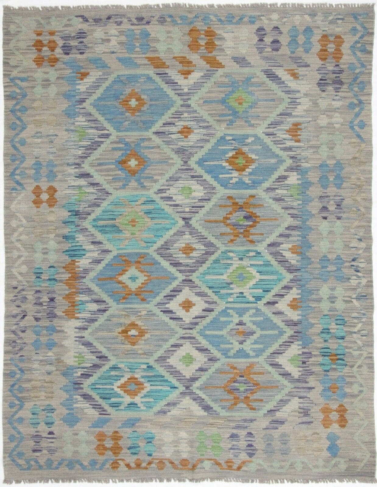 Handgewebter Old Styl Kelim 197 x 156 cm – Farbige Muster Vielfalt