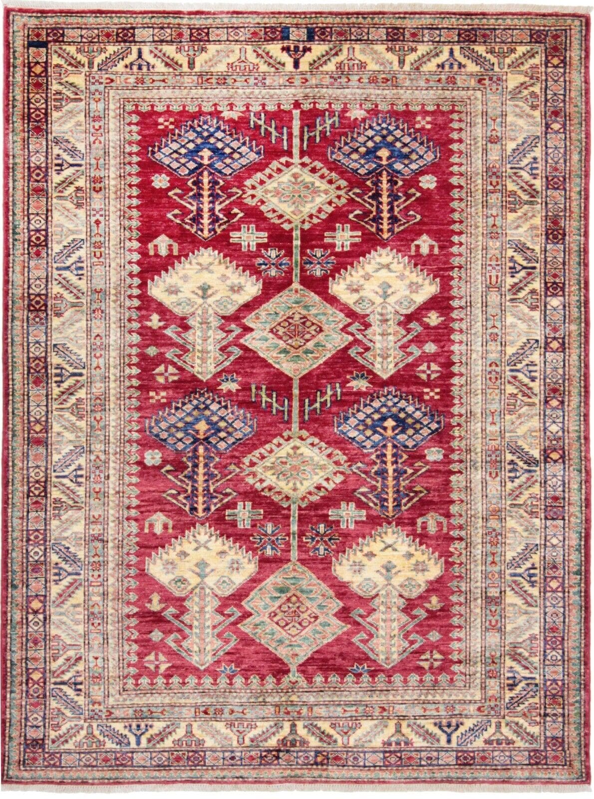 Kazak Teppich 191x147 cm, 200.000 Knoten, 100% Wolle, handgeknüpft