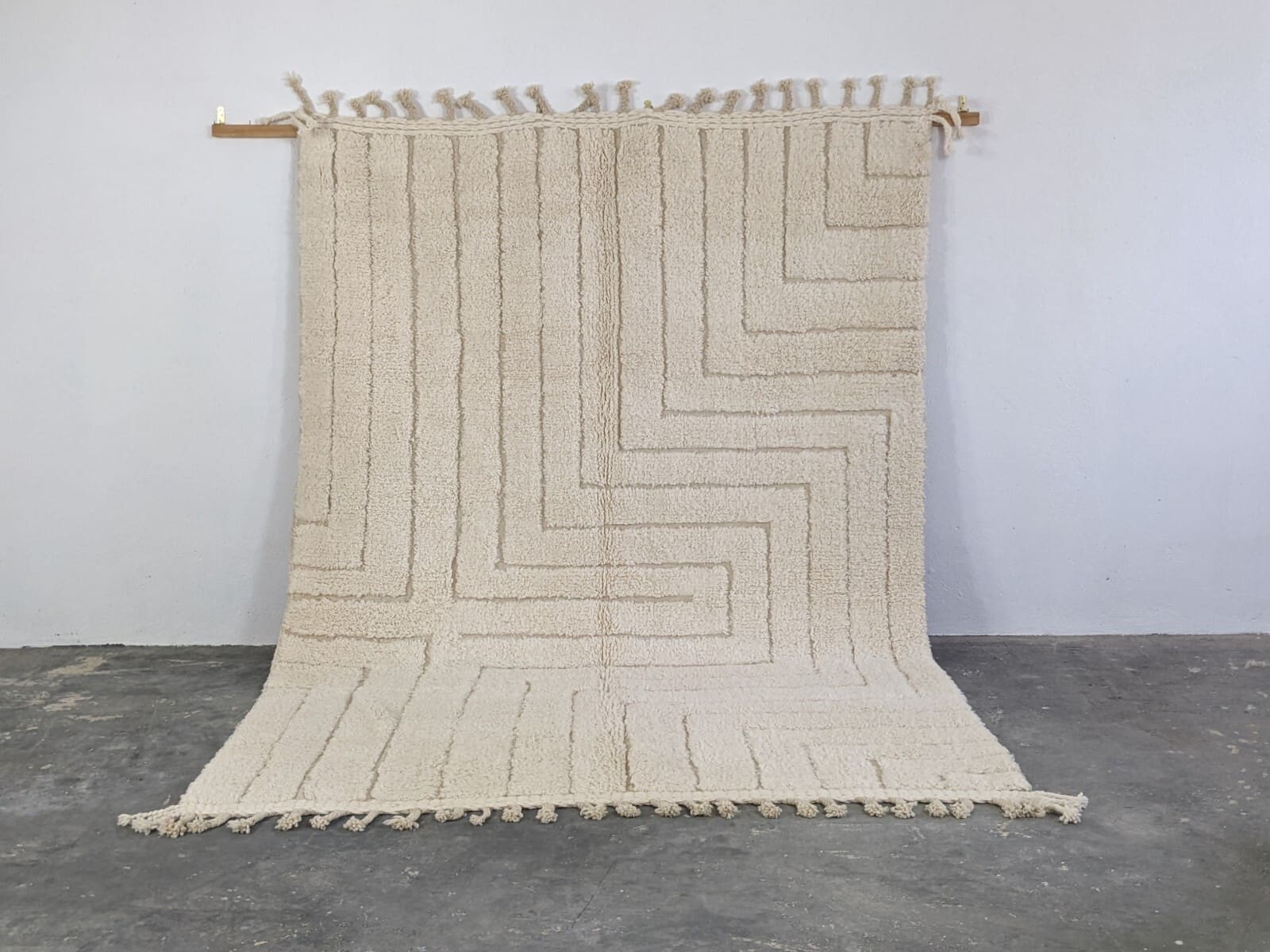 Berber Teppich 310x215 cm Naturweiß Boho Unikat handgeknüpft