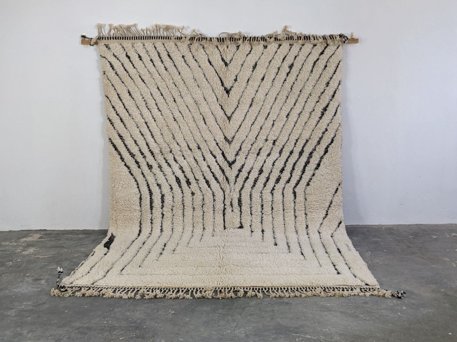 Berber Teppich 310x215 cm Naturweiß Boho Unikat handgeknüpft