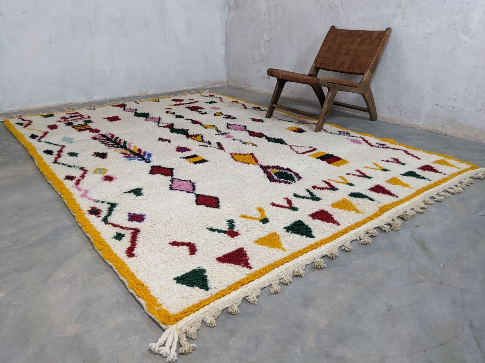 Berber Teppich 295 x 210 cm Boho Unikat handgeknüpft aus Marokko