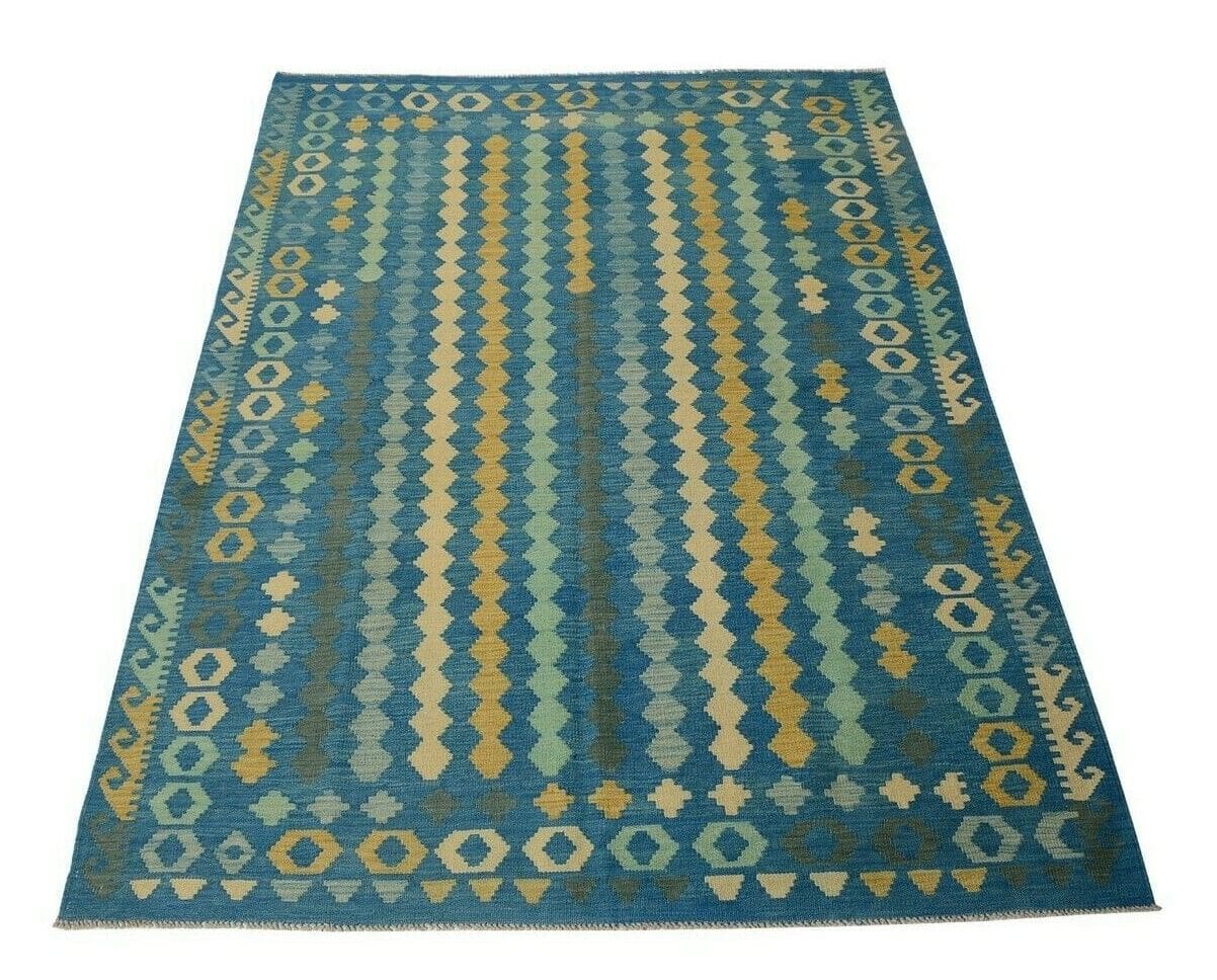 Afghan Kelim 250 x 184 cm, geometrisch in Pastell, handgewebt