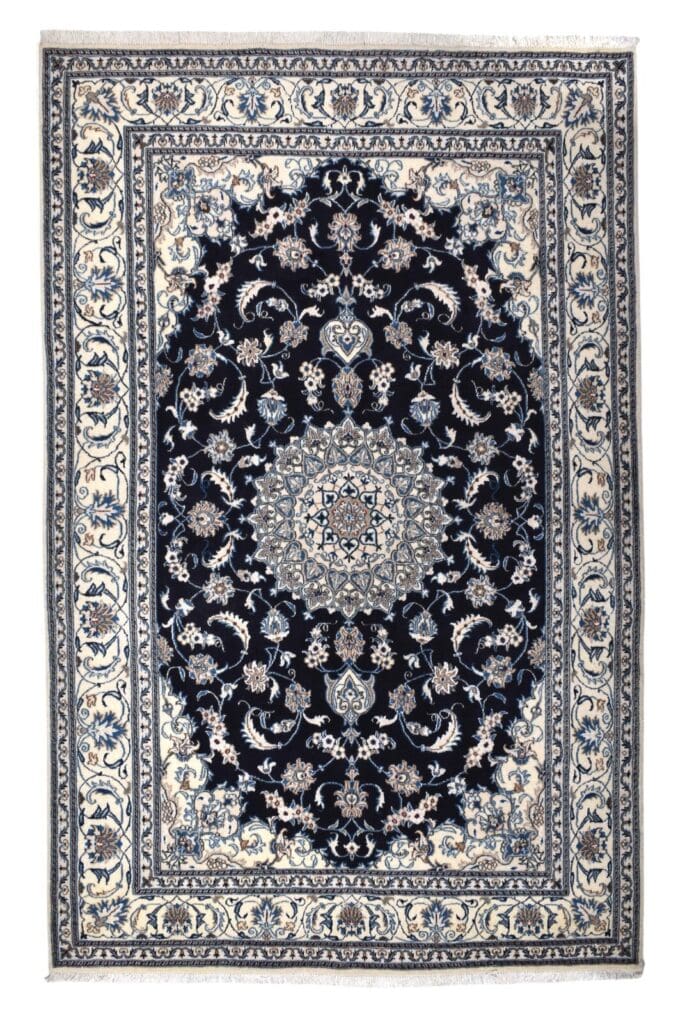 Handgeknüpfter Orientteppich Nain 310x200 cm, 300000 Knoten, Blau
