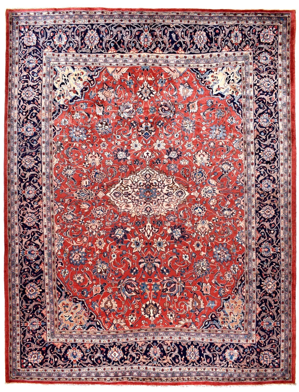 Handgeknüpfter Perserteppich Sarough 377x297 cm, 200.000 Knoten, floral