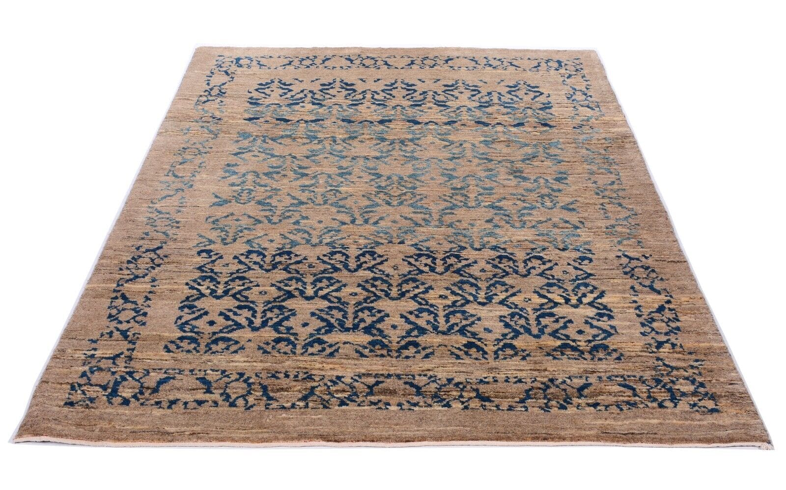 Perserteppich 201x146 cm, 300.000 Knoten, handgeknüpft, Beige